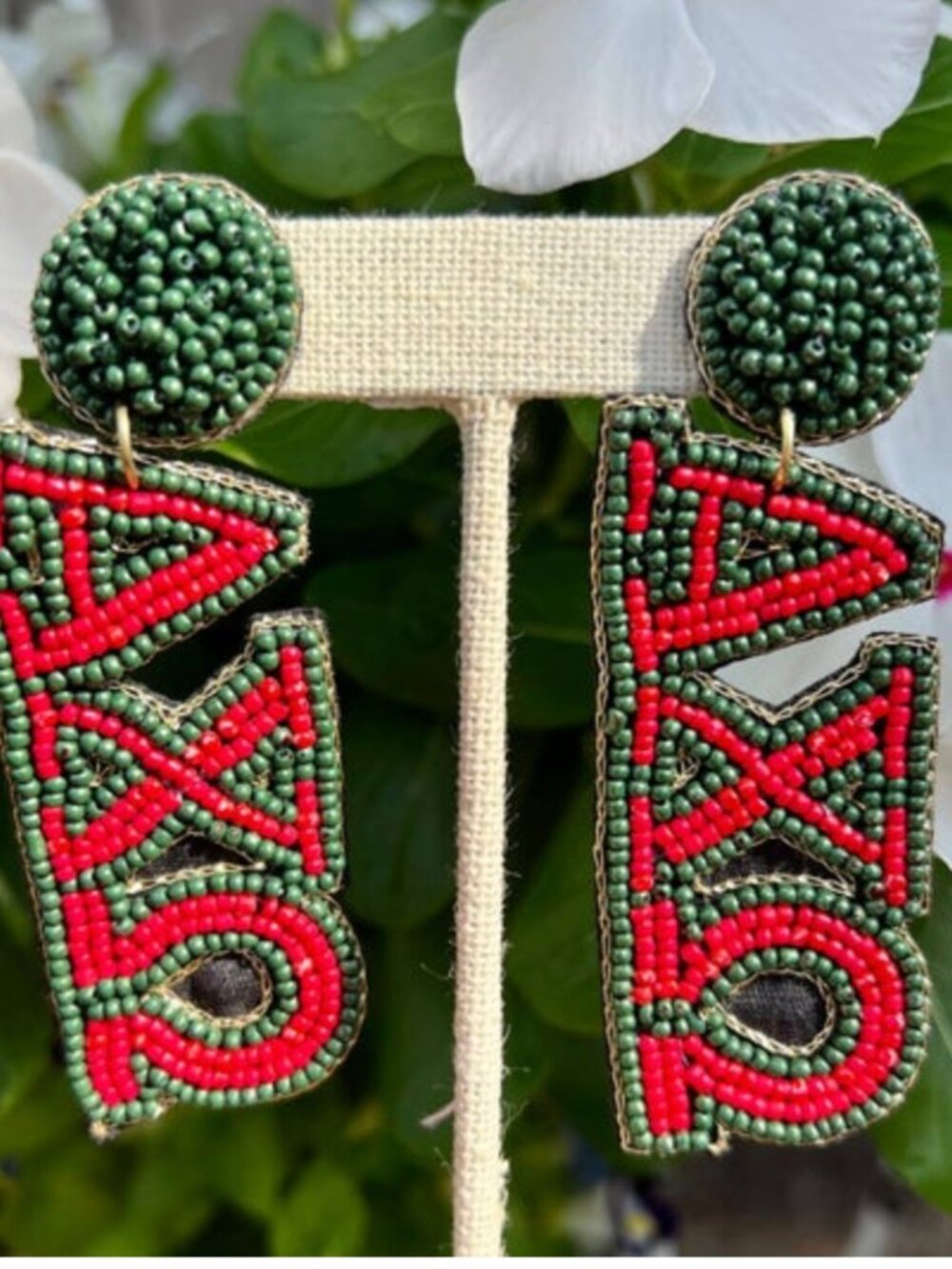 Alpha Chi Omega Beaded Earrings, NWT - Picture 3 of 5
